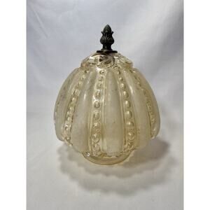Antique Textured Glass Ceiling Light Shade Globe Acorn Shaped Brass Flush Mount